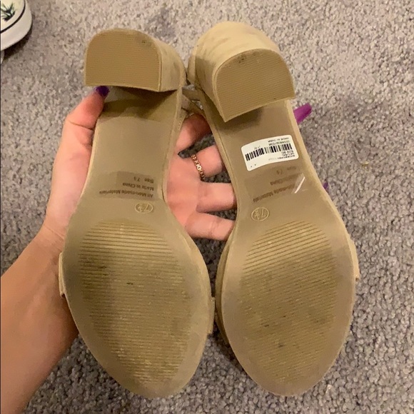 Nude Suede Ankle Strap Heels - Picture 4 of 4